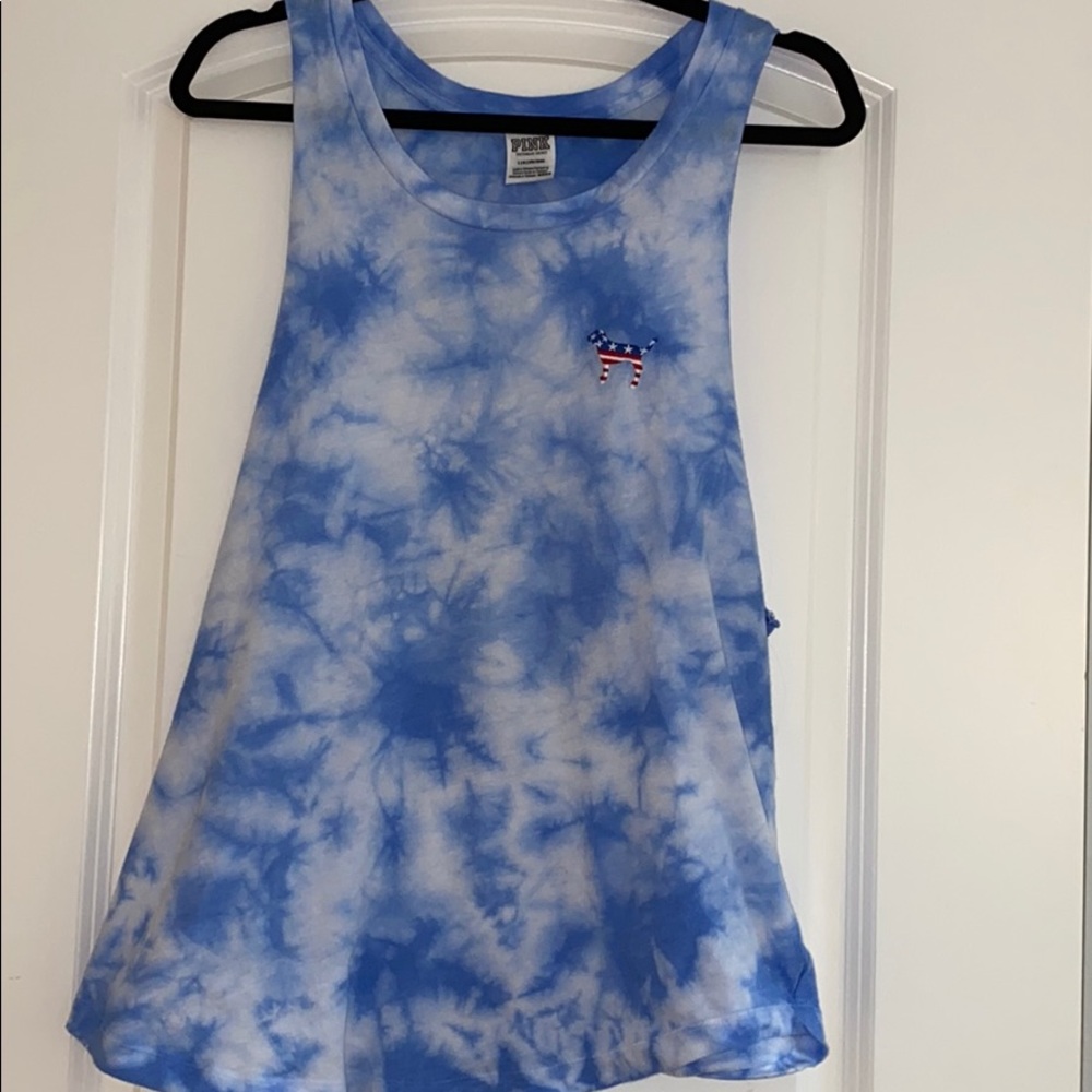 Blue tie-dye tank top
